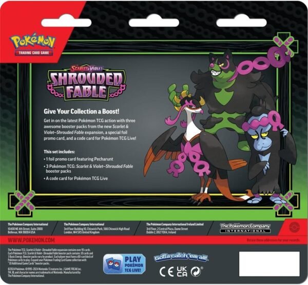 Pokemon Shrouded Fable - 3-Pack Blister - Pecharunt - Afbeelding 2